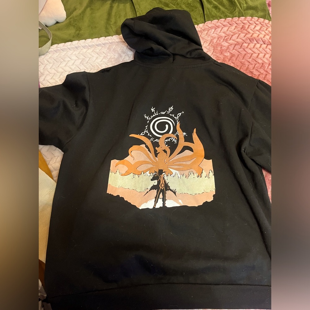 Naruto, Nine-Tailed Fox black Hoodie